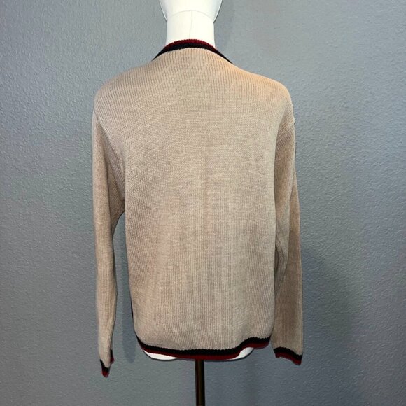 Vintage 70's 80's BOUNDARY WATERS Argyle Zip Up Padded Shoulder Cardigan Sweater - Picture 7 of 10